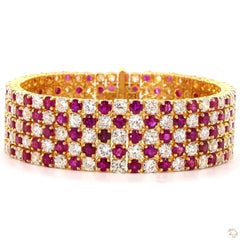 Pulsera de oro rojo con diamantes de talla europea antigua de 19,88 quilates