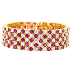 Pulsera de oro rojo con diamantes de talla europea antigua de 19,88 quilates