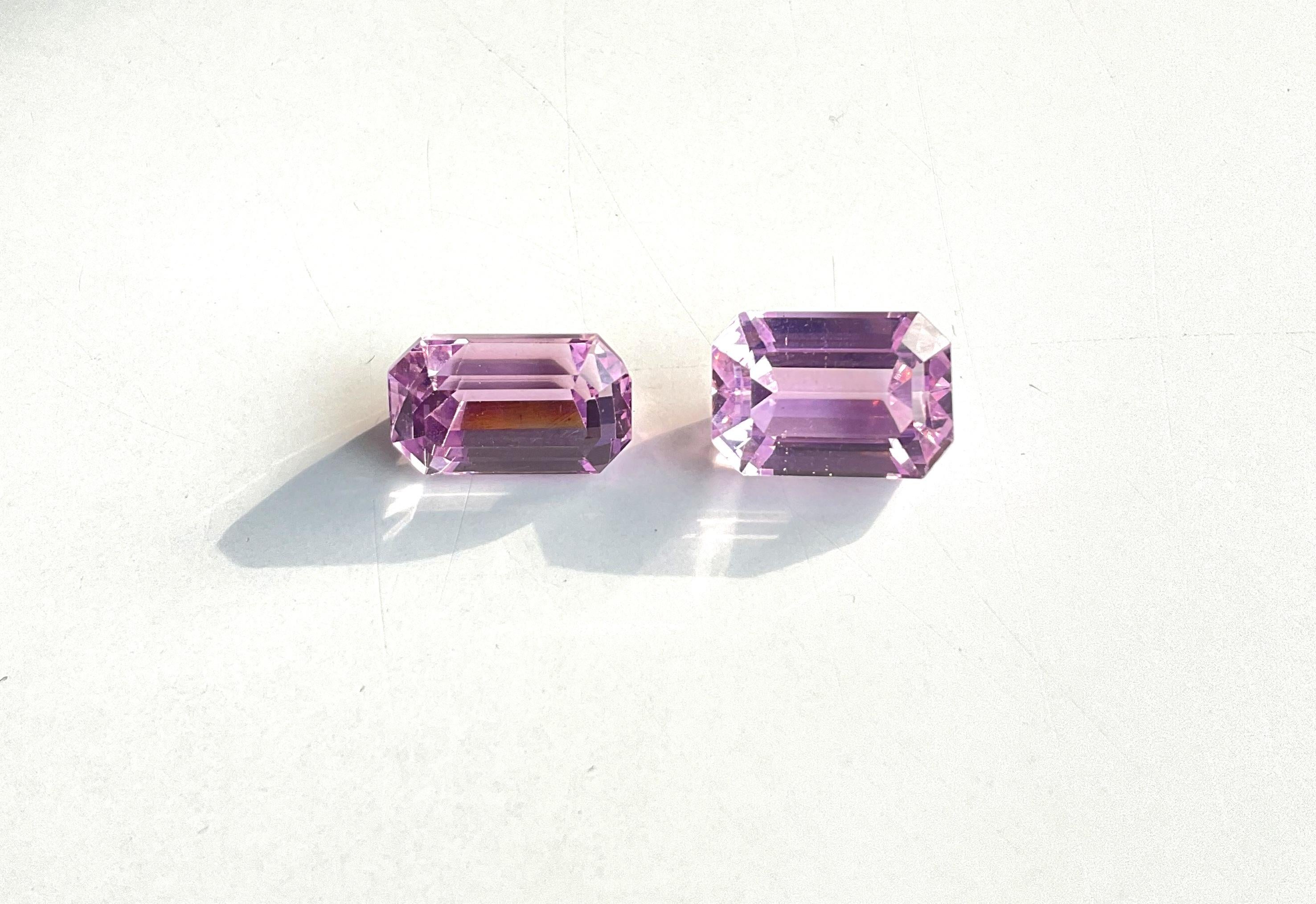 19.88 Carats Pink Kunzite Octagon Natural Cut Stones For Fine Gem Jewellery For Sale 2