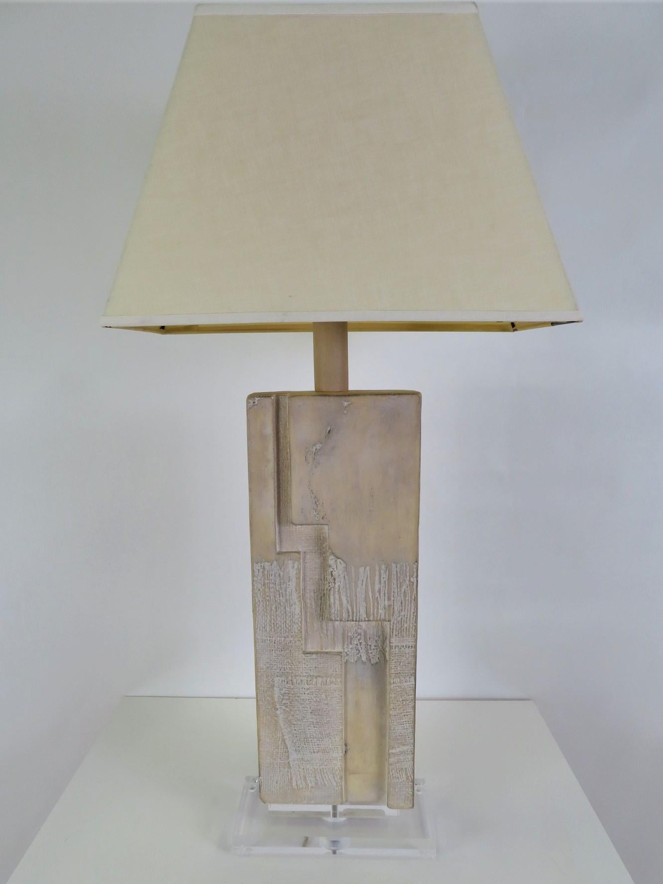 1988, Casual Lamps of California Brutalist Modern Lucite Plinth Table Lamp 2