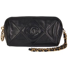 1988 Chanel Black Lambskin Retro Timeless Charm Pochette 