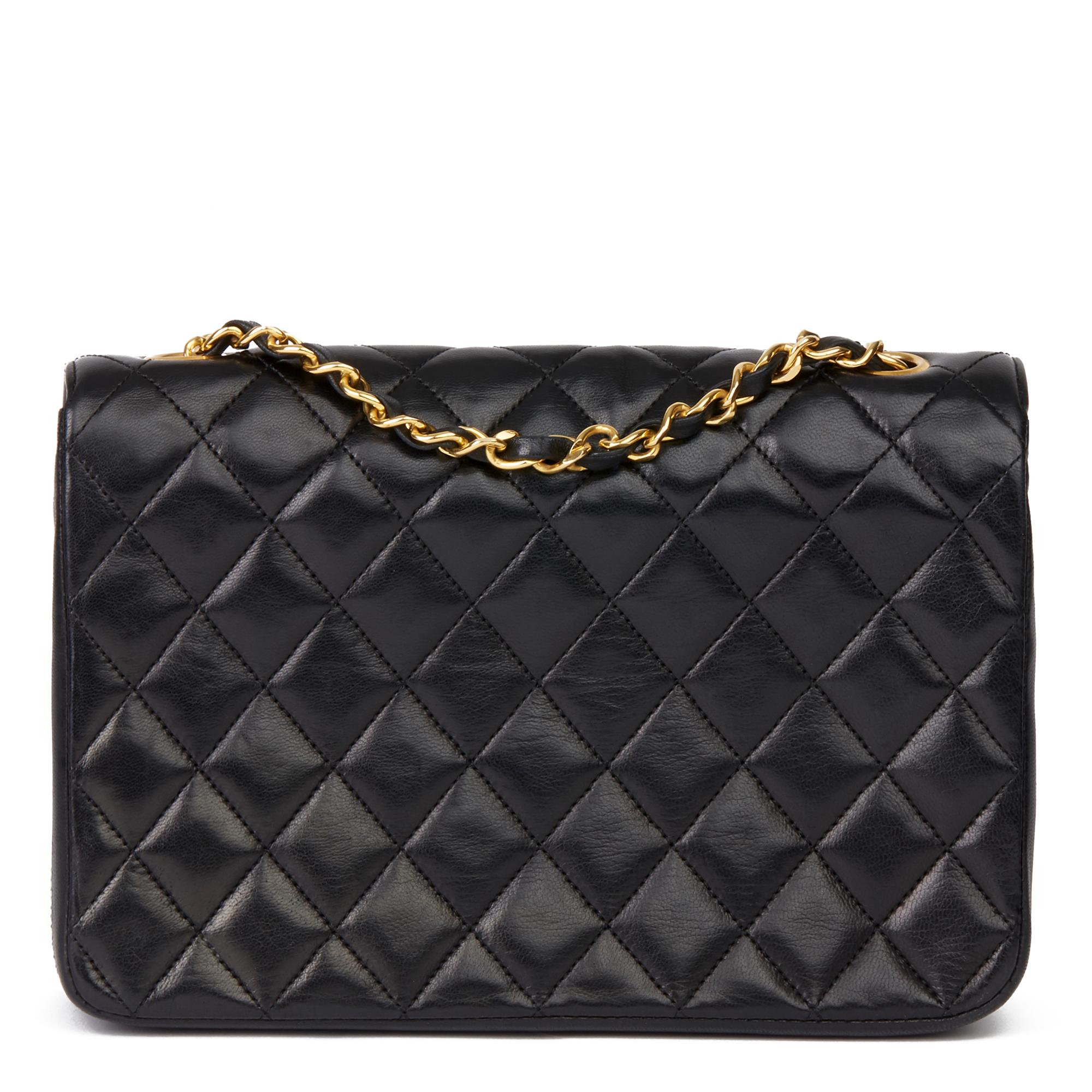 Women's 1988 Chanel Black Quilted Lambskin Vintage Classic Single Flap Bag