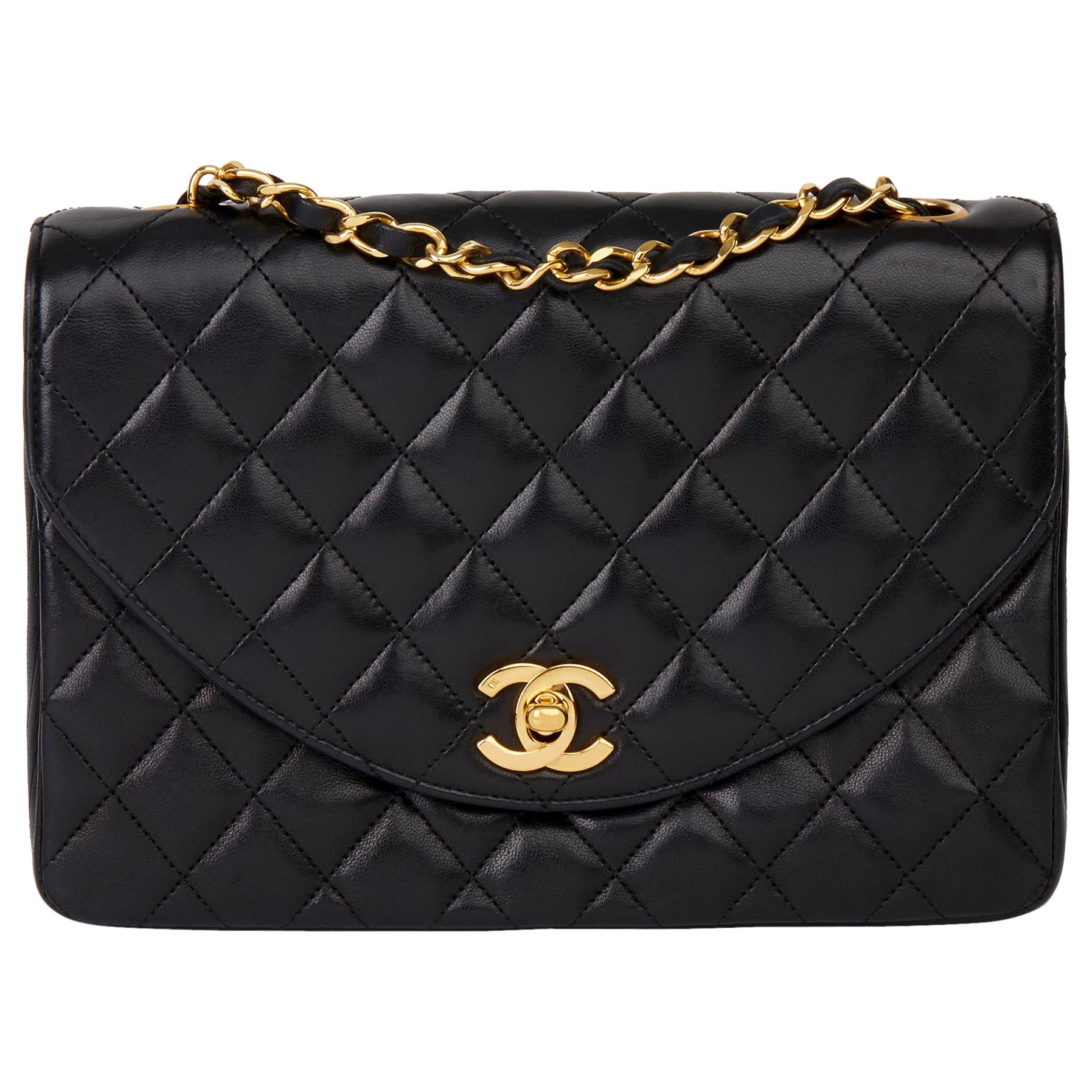 1988 Chanel Black Quilted Lambskin Vintage Classic Single Flap Bag