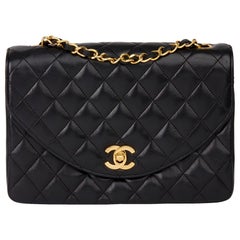 1988 Chanel Black Quilted Lambskin Vintage Classic Single Flap Bag