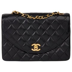 1988 Chanel Black Quilted Lambskin Vintage Classic Single Flap Bag