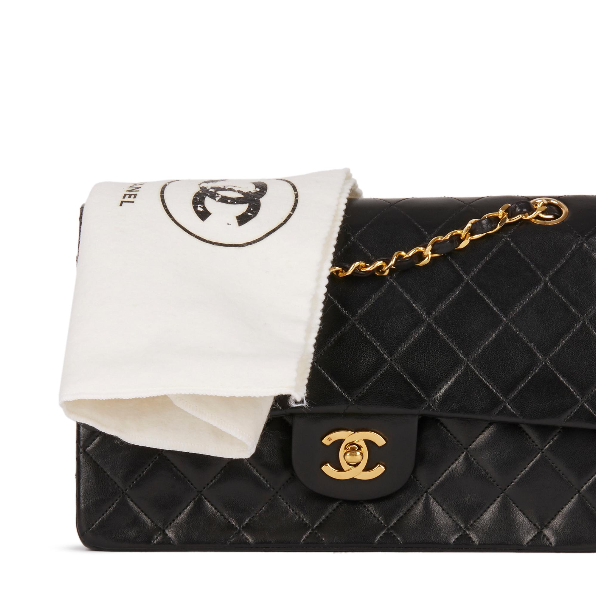 1988 Chanel Black Quilted Lambskin Vintage Medium Classic Double Flap Bag 6