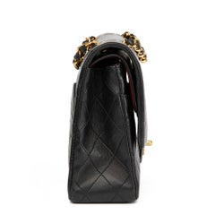 1988 Chanel Black Quilted Lambskin Vintage Medium Classic Double Flap Bag