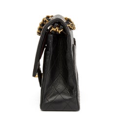 1988 Chanel Black Quilted Lambskin Vintage Medium Classic Double Flap Bag