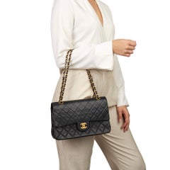 1988 Chanel Black Quilted Lambskin Vintage Medium Classic Double Flap Bag
