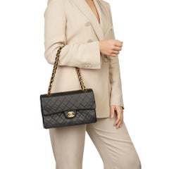 1988 Chanel Black Quilted Lambskin Vintage Medium Classic Double Flap Bag