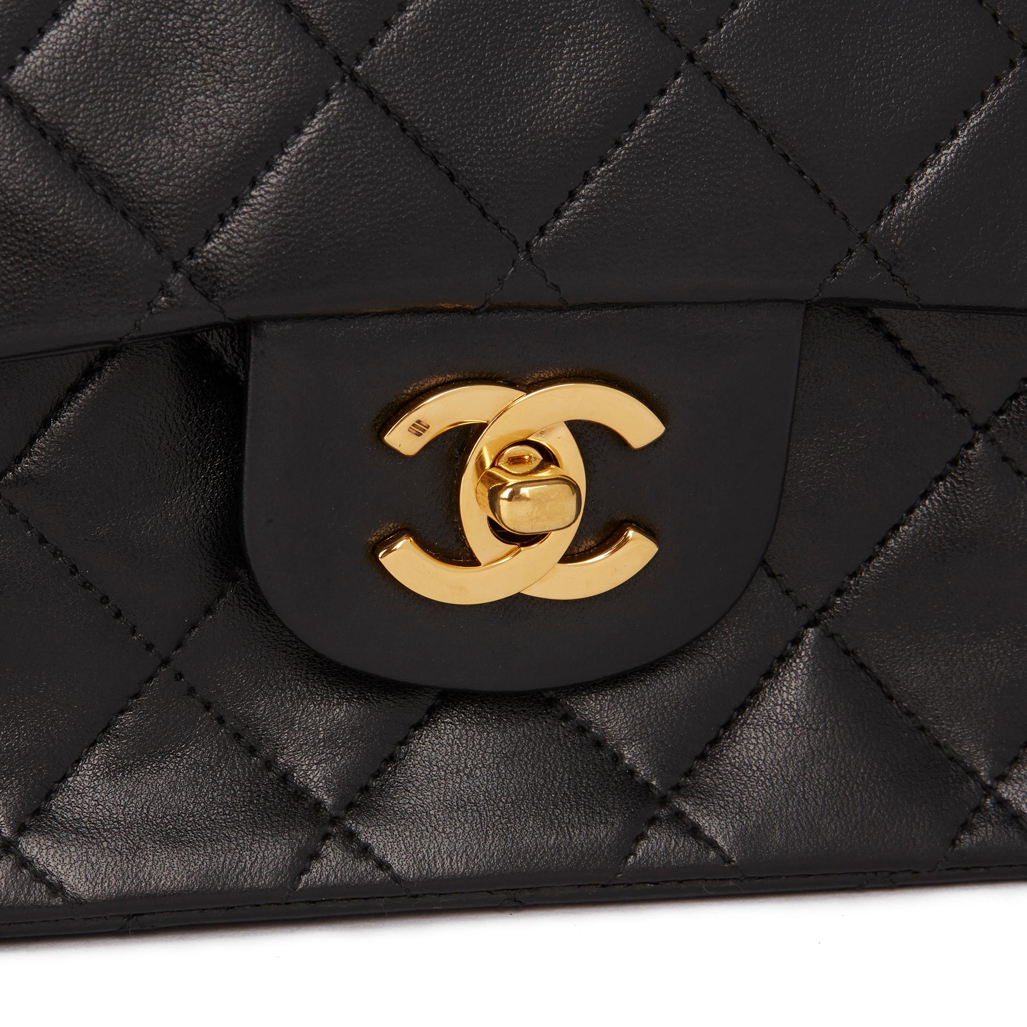 1988 Chanel Black Quilted Lambskin Vintage Medium Classic Double Flap Bag 1