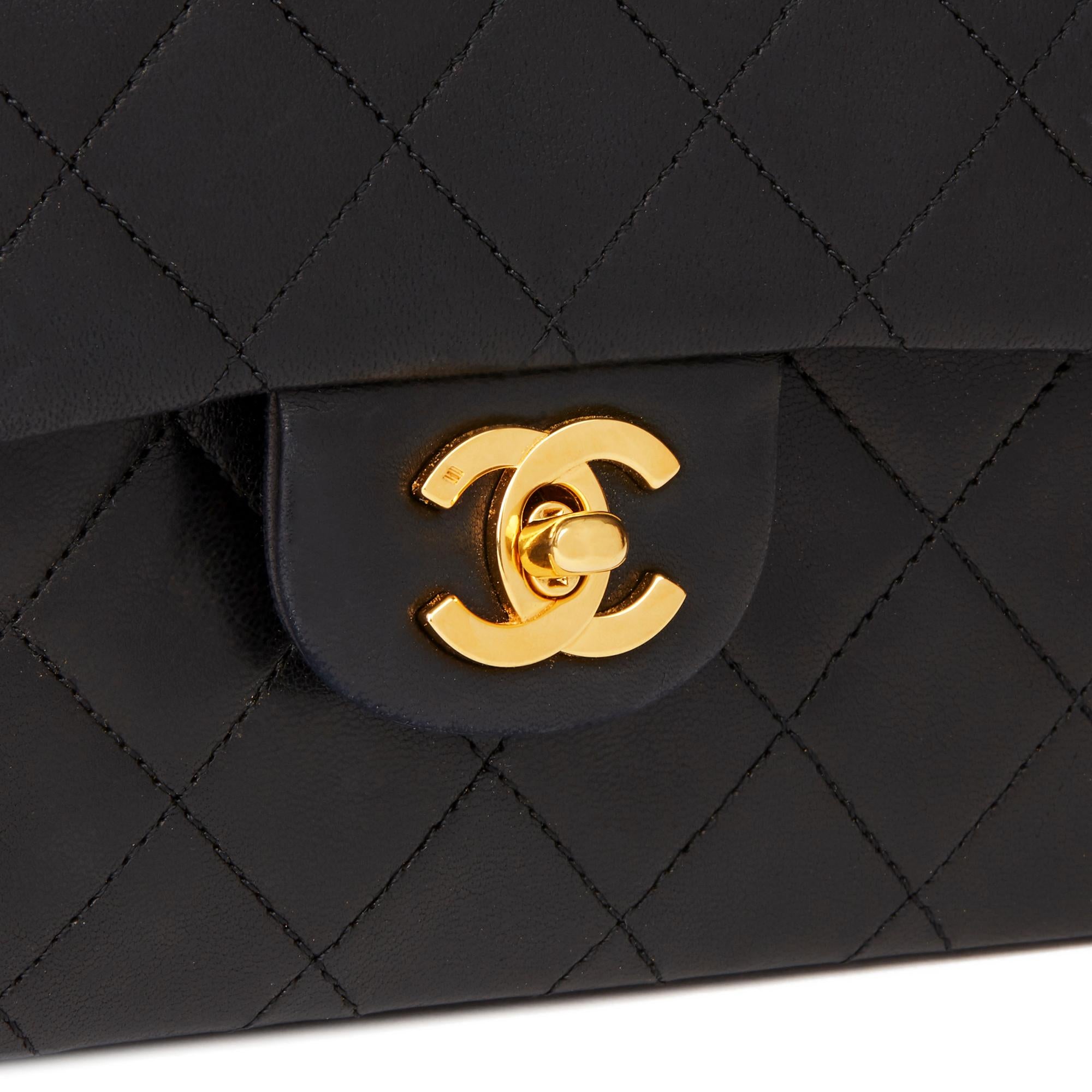 Women's 1988 Chanel Black Quilted Lambskin Vintage Medium Classic Double Flap Bag