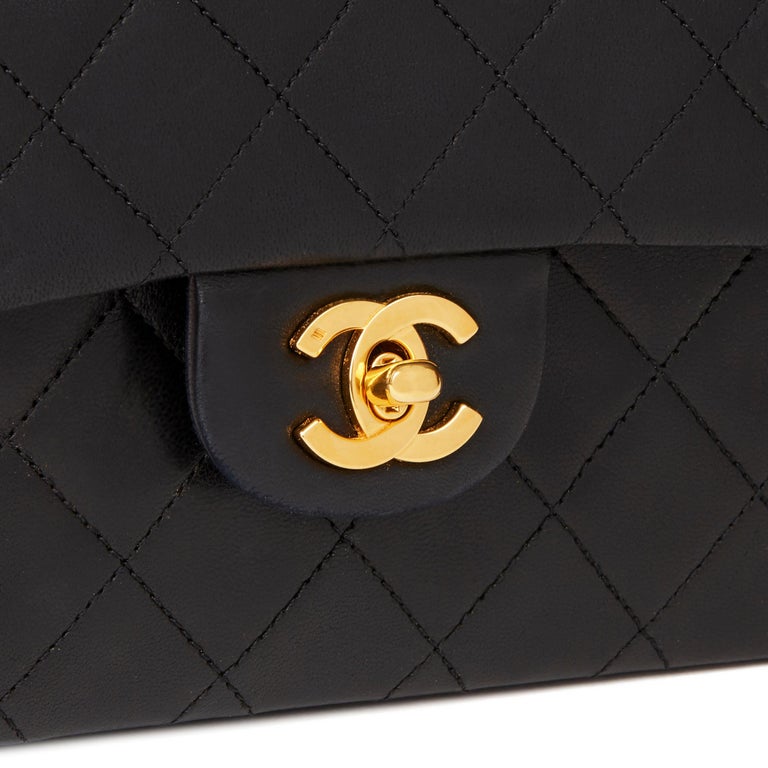 1988 Chanel Black Quilted Lambskin Vintage Medium Classic Double Flap Bag  at 1stDibs