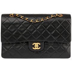 1988 Chanel Black Quilted Lambskin Vintage Medium Classic Double Flap Bag