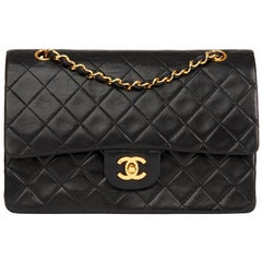 1988 Chanel Black Quilted Lambskin Vintage Medium Classic Double Flap Bag
