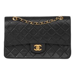 1988 Chanel Black Quilted Lambskin Vintage Medium Classic Double Flap Bag