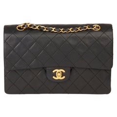 1988 Chanel Black Quilted Lambskin Vintage Medium Classic Double Flap Bag