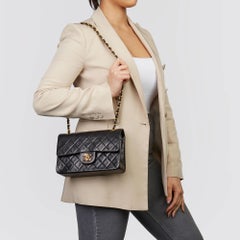 1988 Chanel Black Quilted Lambskin Vintage Small Classic Double Flap Bag