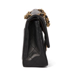 1988 Chanel Black Quilted Lambskin Vintage Small Classic Double Flap Bag
