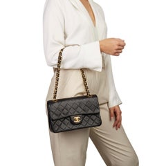 1988 Chanel Black Quilted Lambskin Vintage Small Classic Double Flap Bag