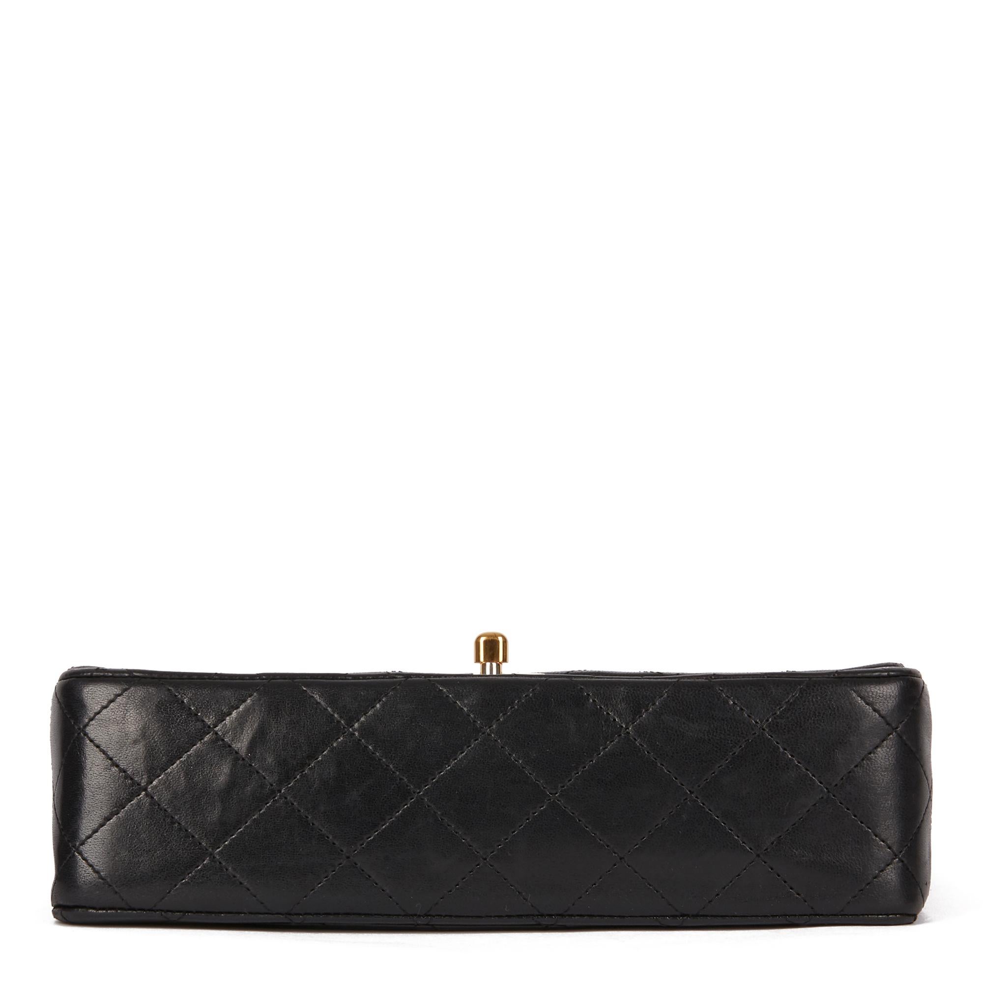 1988 Chanel Black Quilted Lambskin Vintage Small Classic Double Flap Bag 1