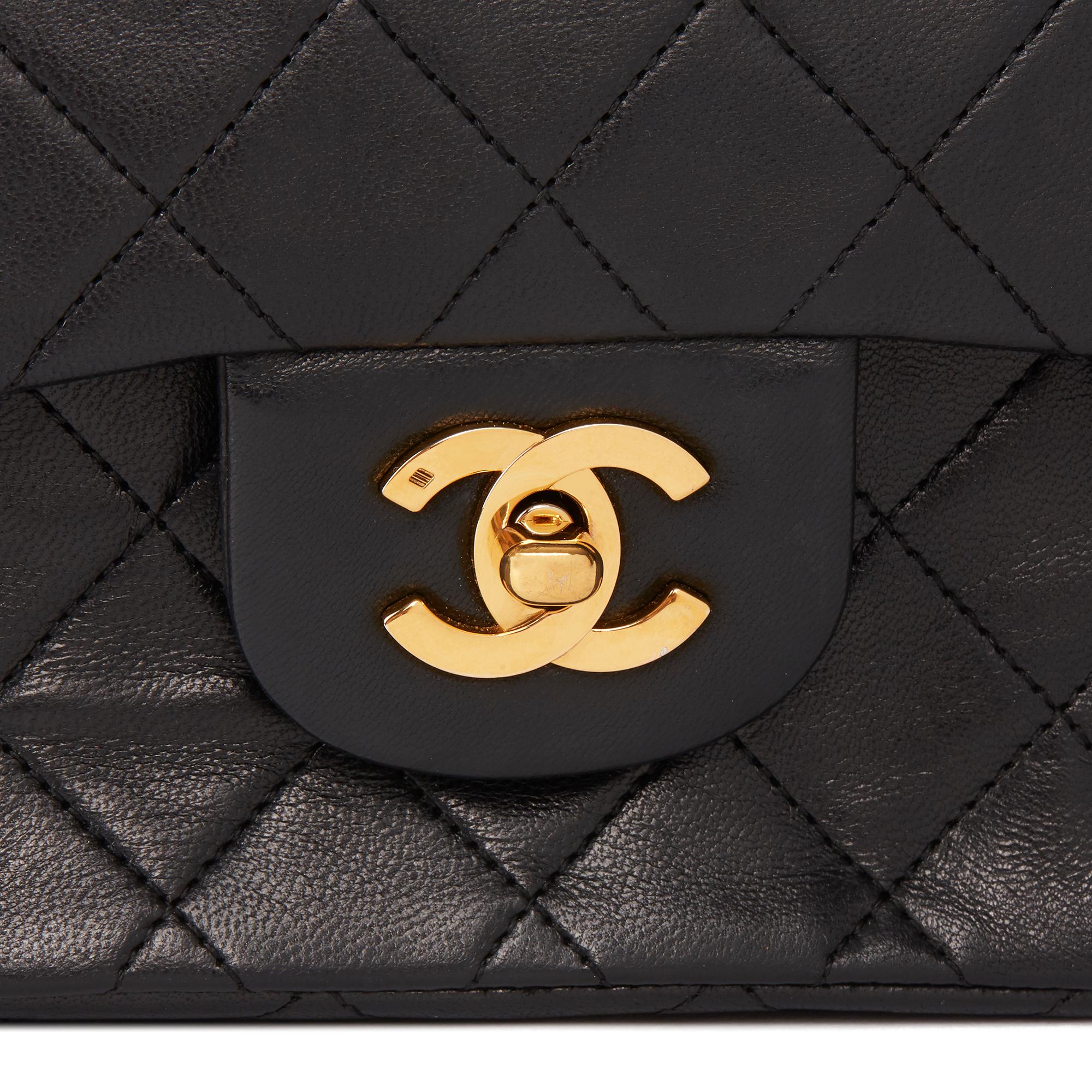 1988 Chanel Black Quilted Lambskin Vintage Small Classic Double Flap Bag 2