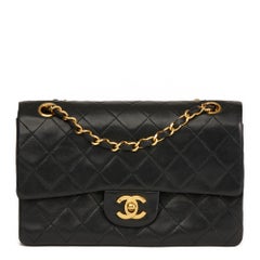 1988 Chanel Black Quilted Lambskin Vintage Small Classic Double Flap Bag