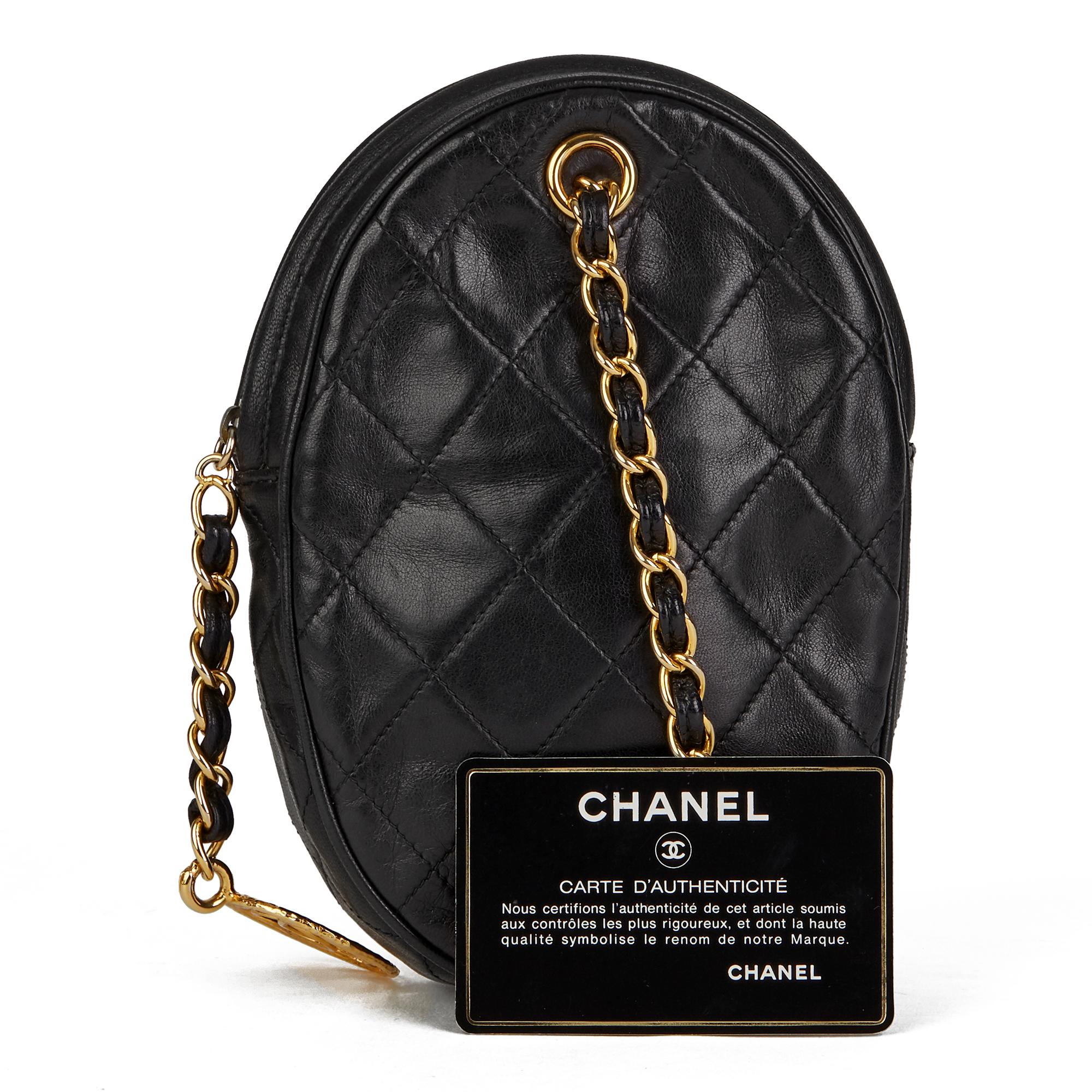 1988 Chanel Black Quilted Lambskin Vintage Timeless Charm Wristlet  7