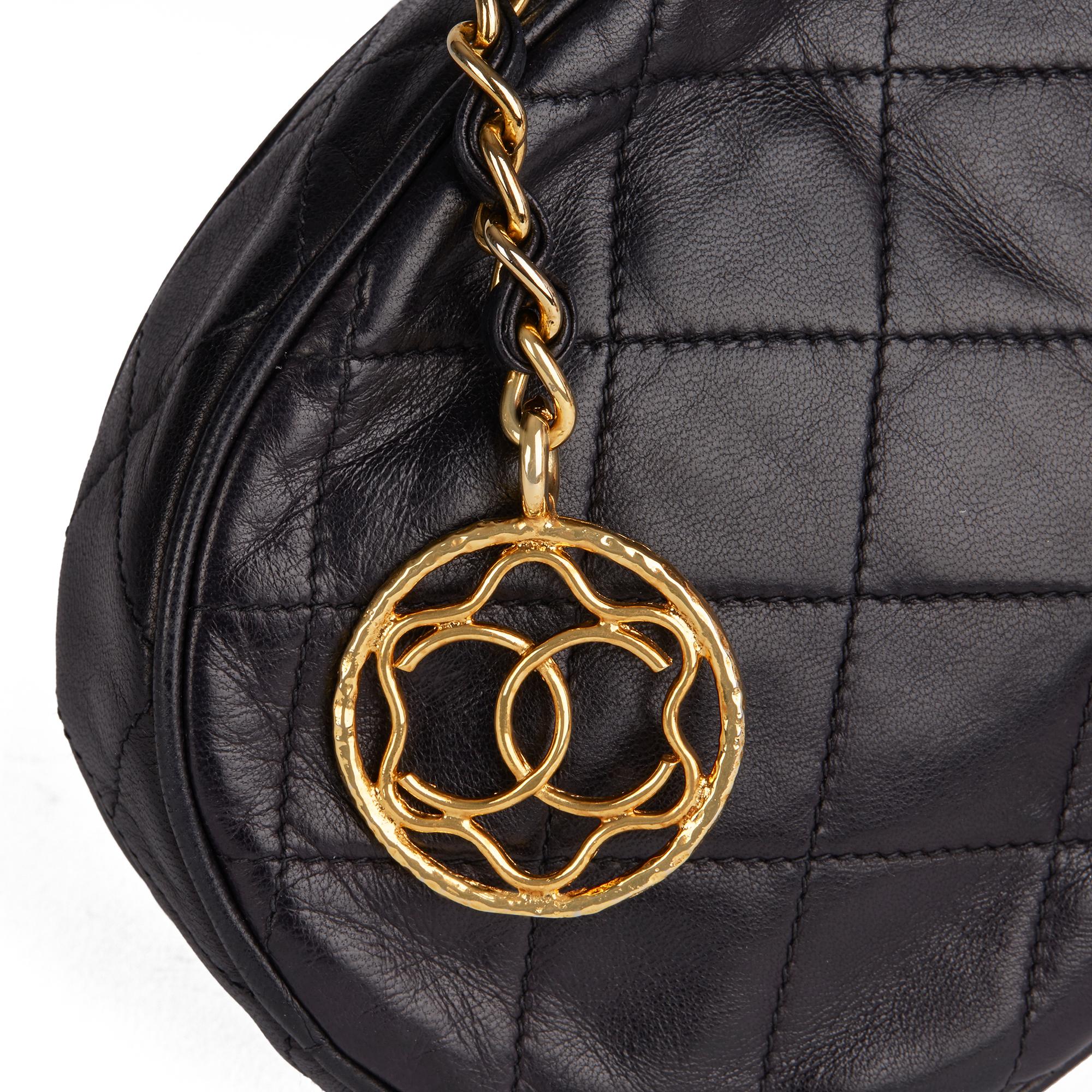 1988 Chanel Black Quilted Lambskin Vintage Timeless Charm Wristlet  3