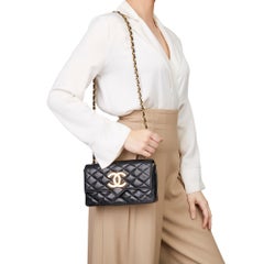 1988 Chanel Black Quilted Lambskin Vintage XL Classic Single Flap Bag