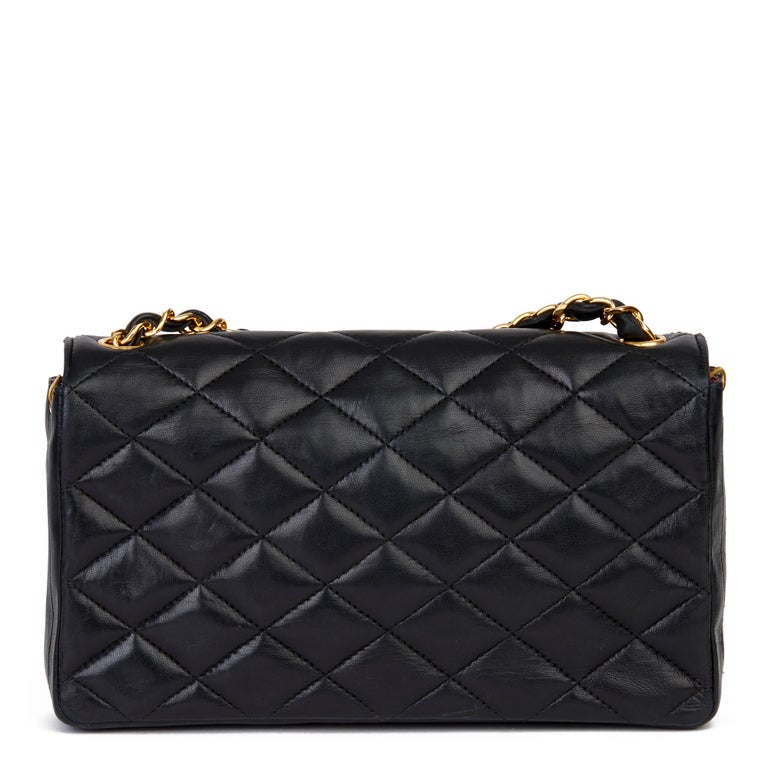 1988 Chanel Black Quilted Lambskin Vintage XL Classic Single Flap Bag ...