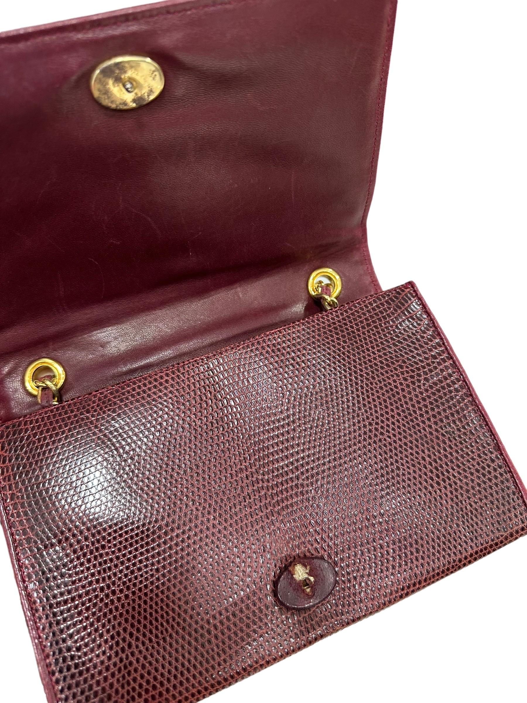 1988 Chanel Bordeaux Leather Shoulder Vintage Bag For Sale 3