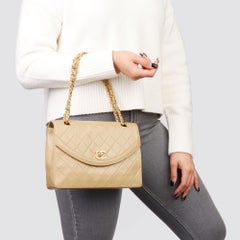 1988 Chanel Dark Beige Quilted Lambskin Vintage Classic Single Flap Bag
