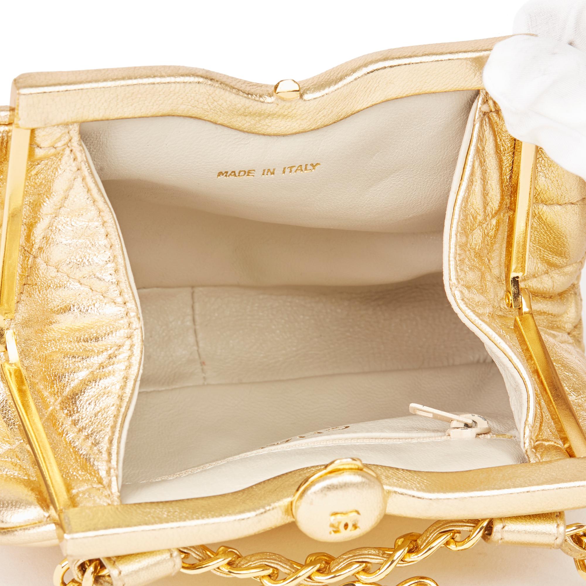 1988 Chanel Gold Quilted Metallic Lambskin Vintage Timeless Belt Bag 7