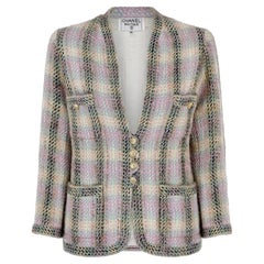 1988 Chanel Pastel Wool Fantasy Tweed CC Button Jacket