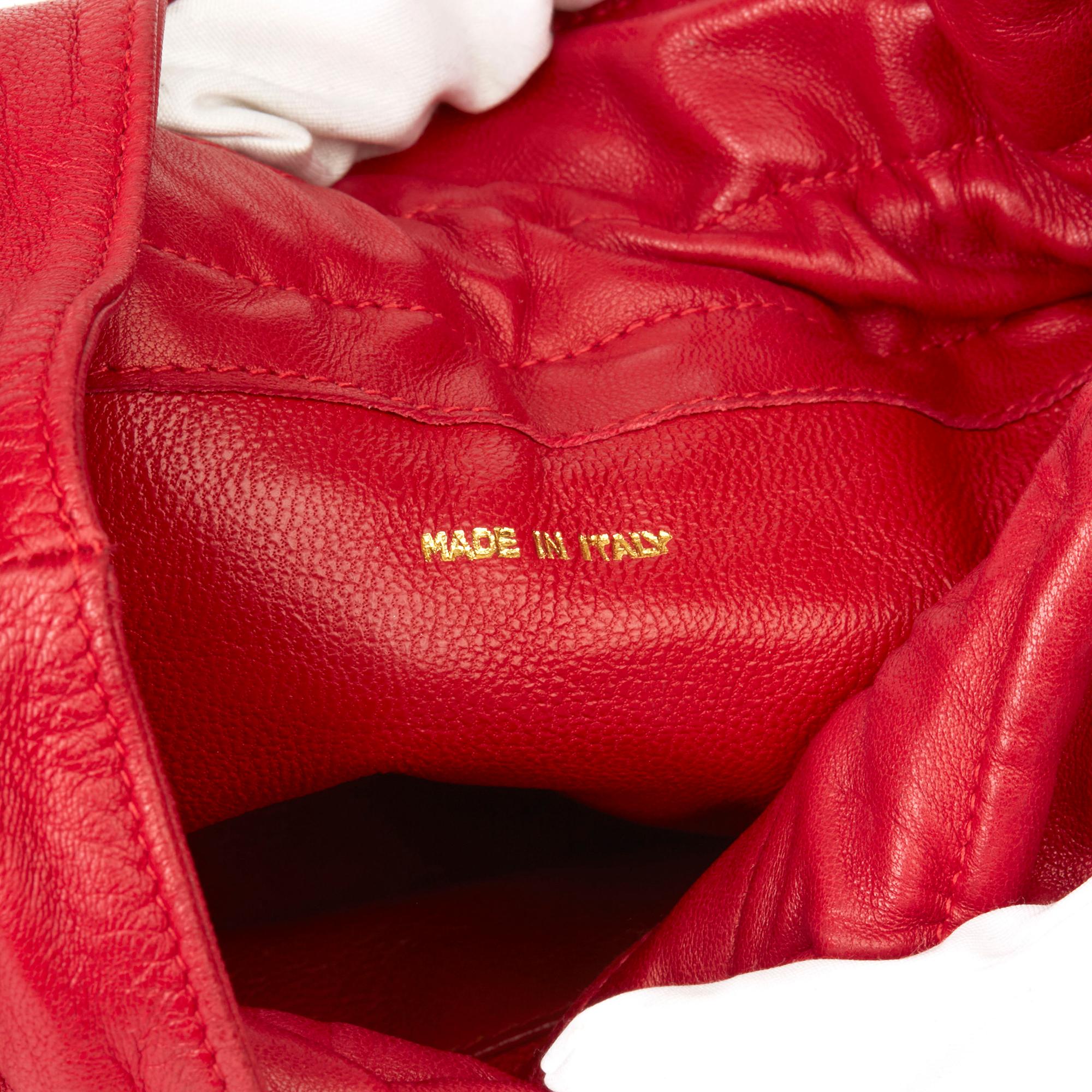 1988 Chanel Red Quilted Satin & Lambskin Vintage Timeless Bucket Bag 5