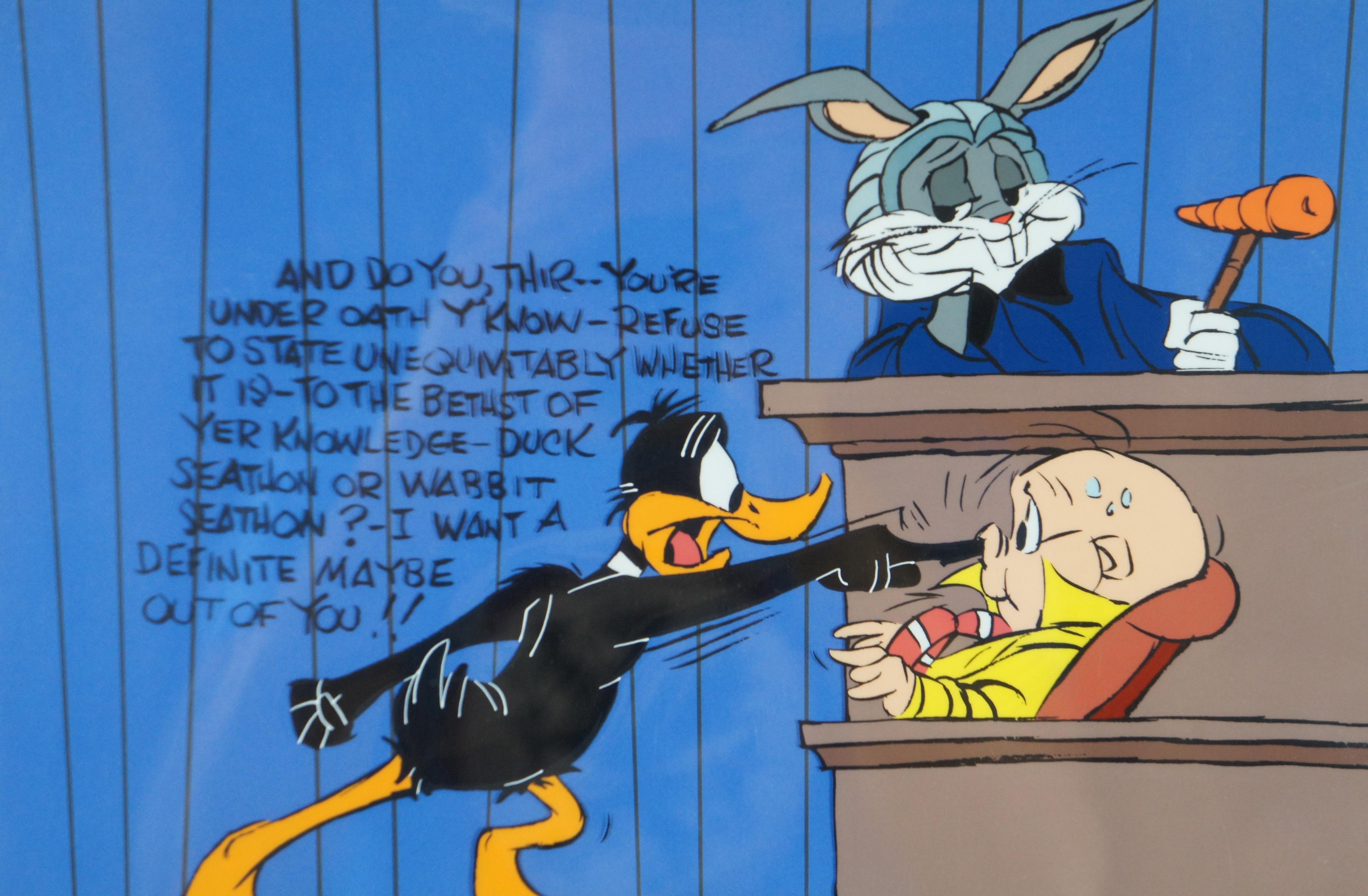 Late 20th Century 1988 Chuck Jones Signed Animation Cel Courtroom Scene Loony Tunes Warner Bros