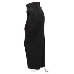 1988 COMME DES GARCONS pleated black wool pants with silk satin waistband