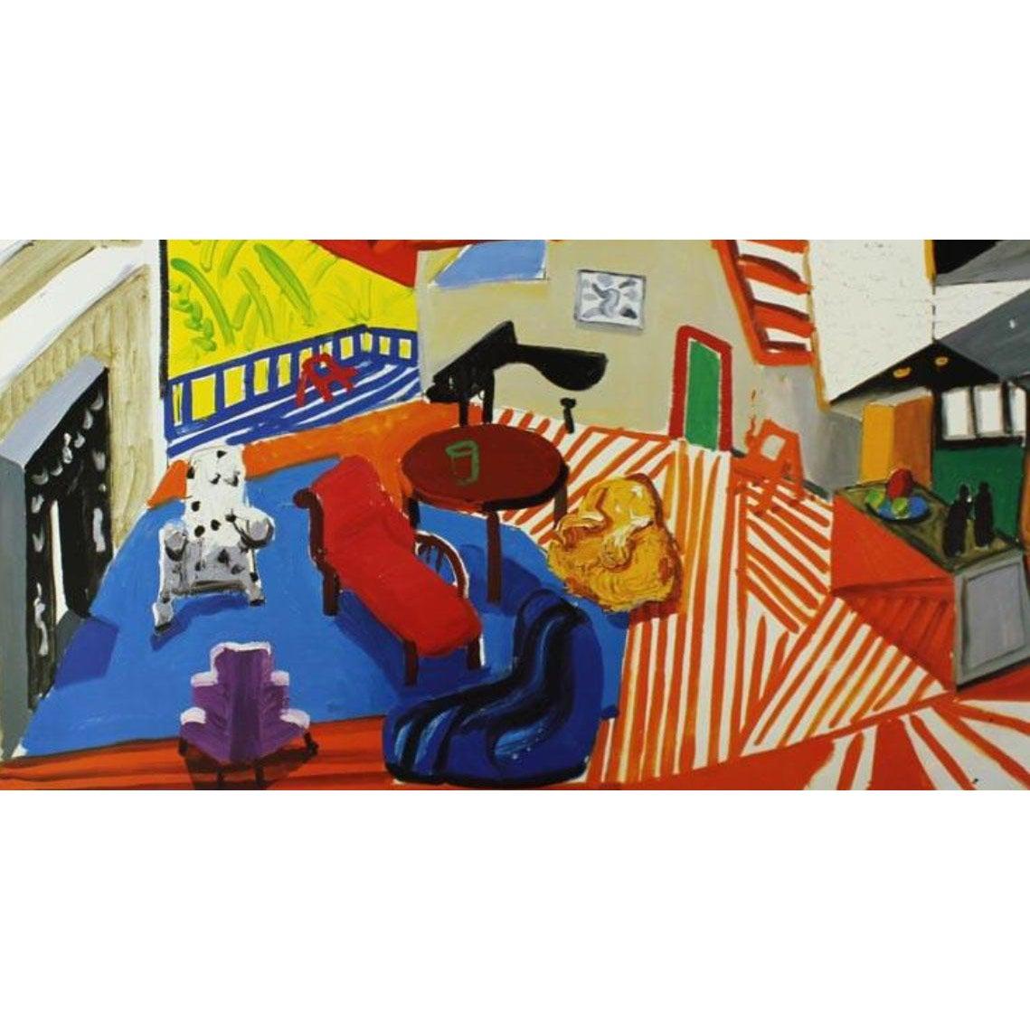 Mid-Century moderno 1988 David Hockney Mostra originale Malcolm Bradford Hall Los Angeles in vendita