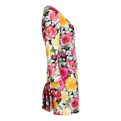 1988 Documented Christian Lacroix Couture Rose Print Dress