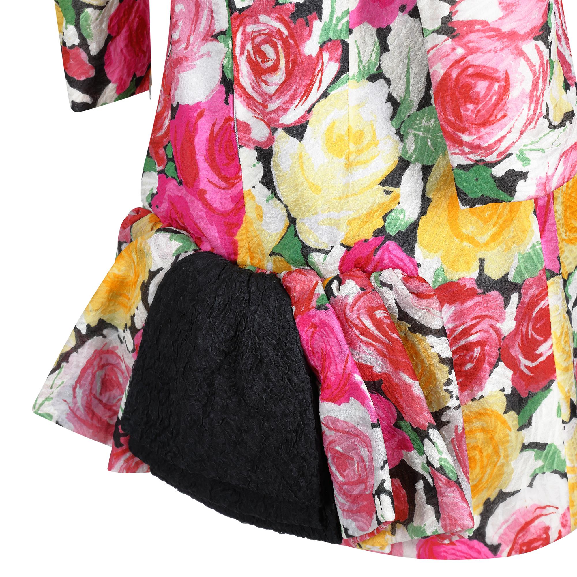 1988 Documentato Abito Christian Lacroix Stampa Rose In condizioni ottime in vendita a London, GB