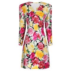 Vintage 1988 Documented Christian Lacroix Couture Rose Print Dress