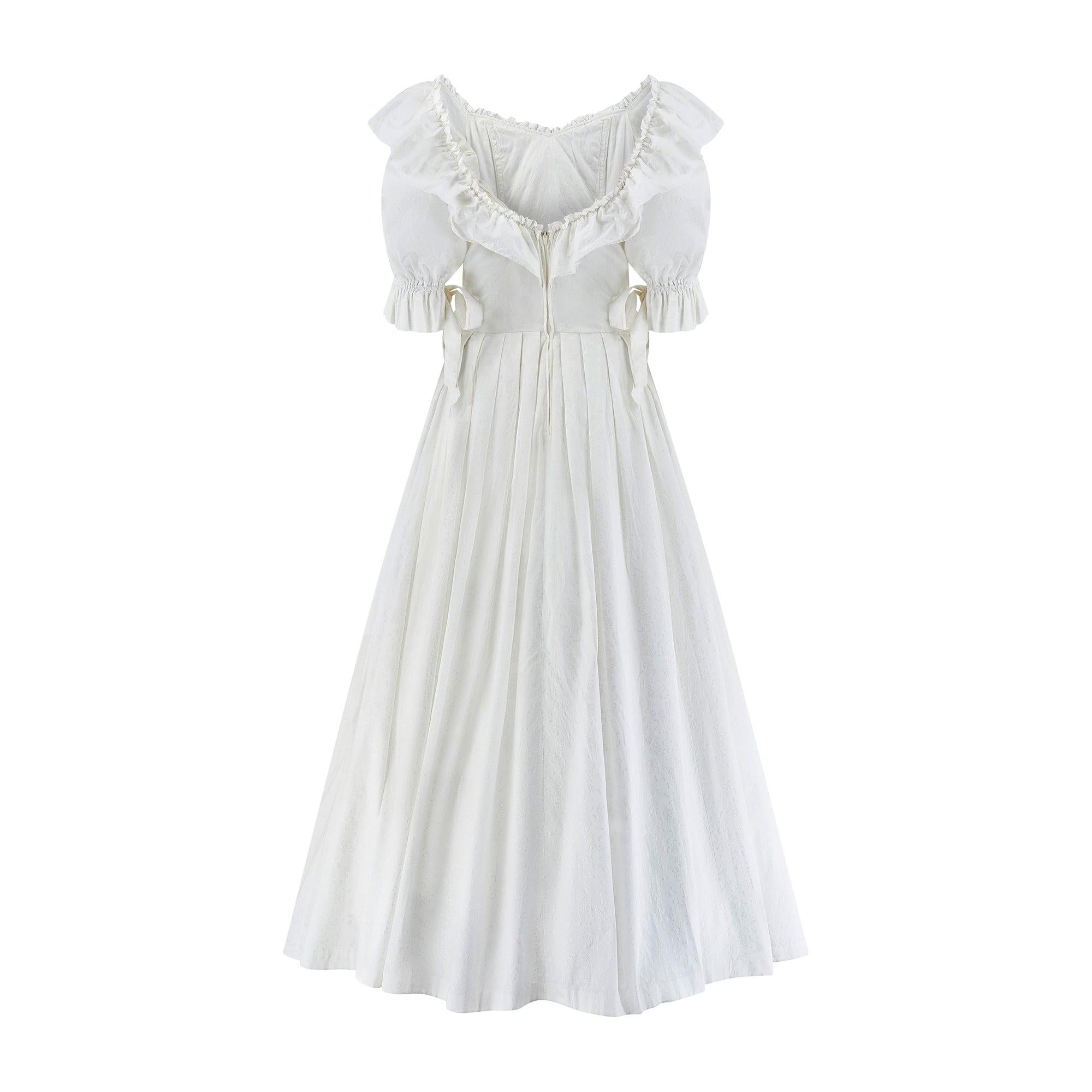 Grigio 1988 Documentato Abito da sposa Laura Ashley con stampa in rilievo bianco in vendita