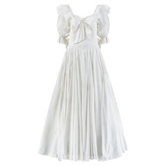 1988 Documented Laura Ashley White Embossed Print Wedding Dress