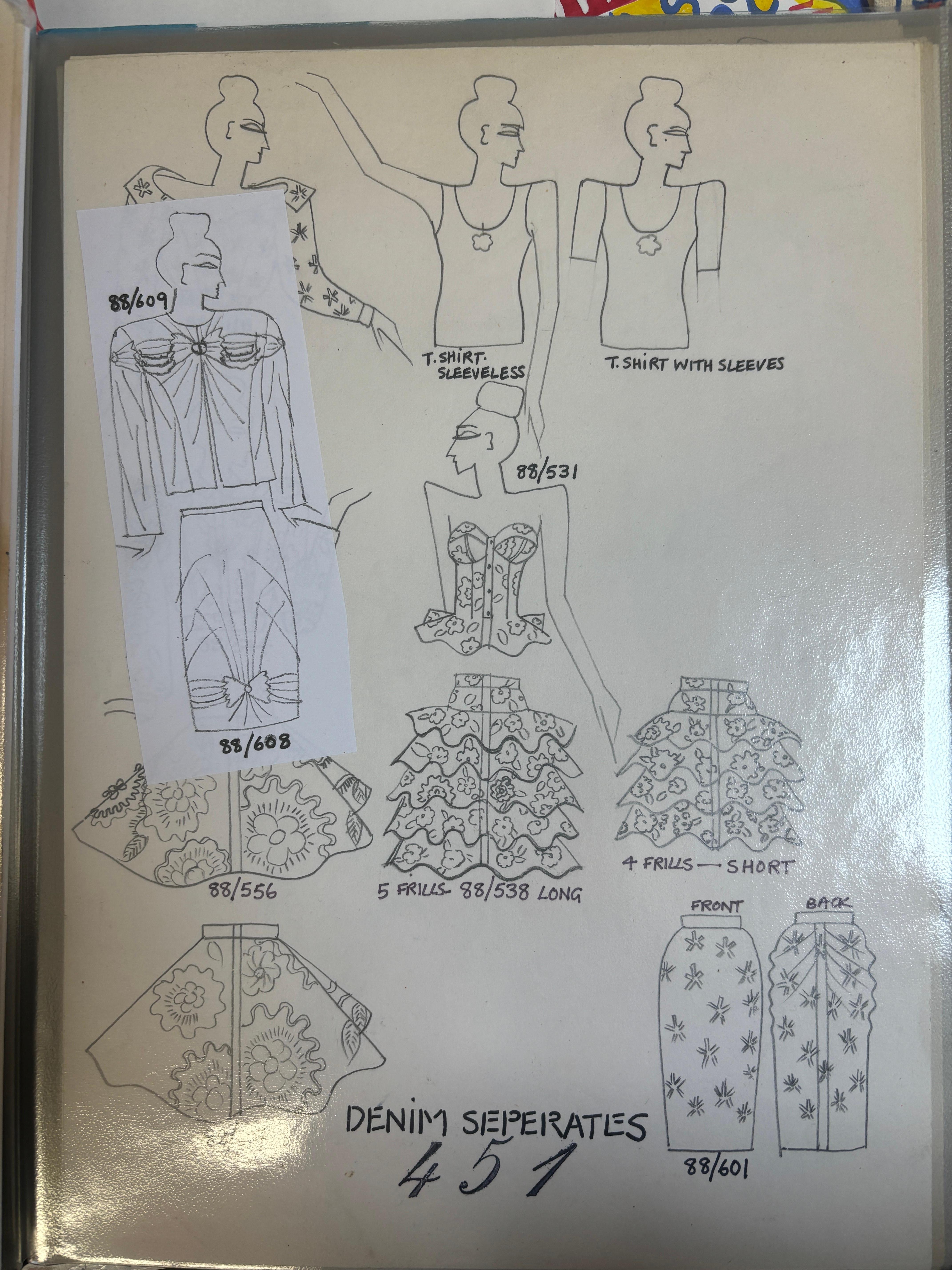 1988 Documented Zandra Rhodes Patterned Denim Ra Ra Skirt For Sale 3