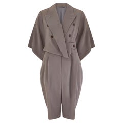 1988 John Galliano Laufsteg Dokumentierte Haarclips Kollektion Grauer Woll- Playsuit