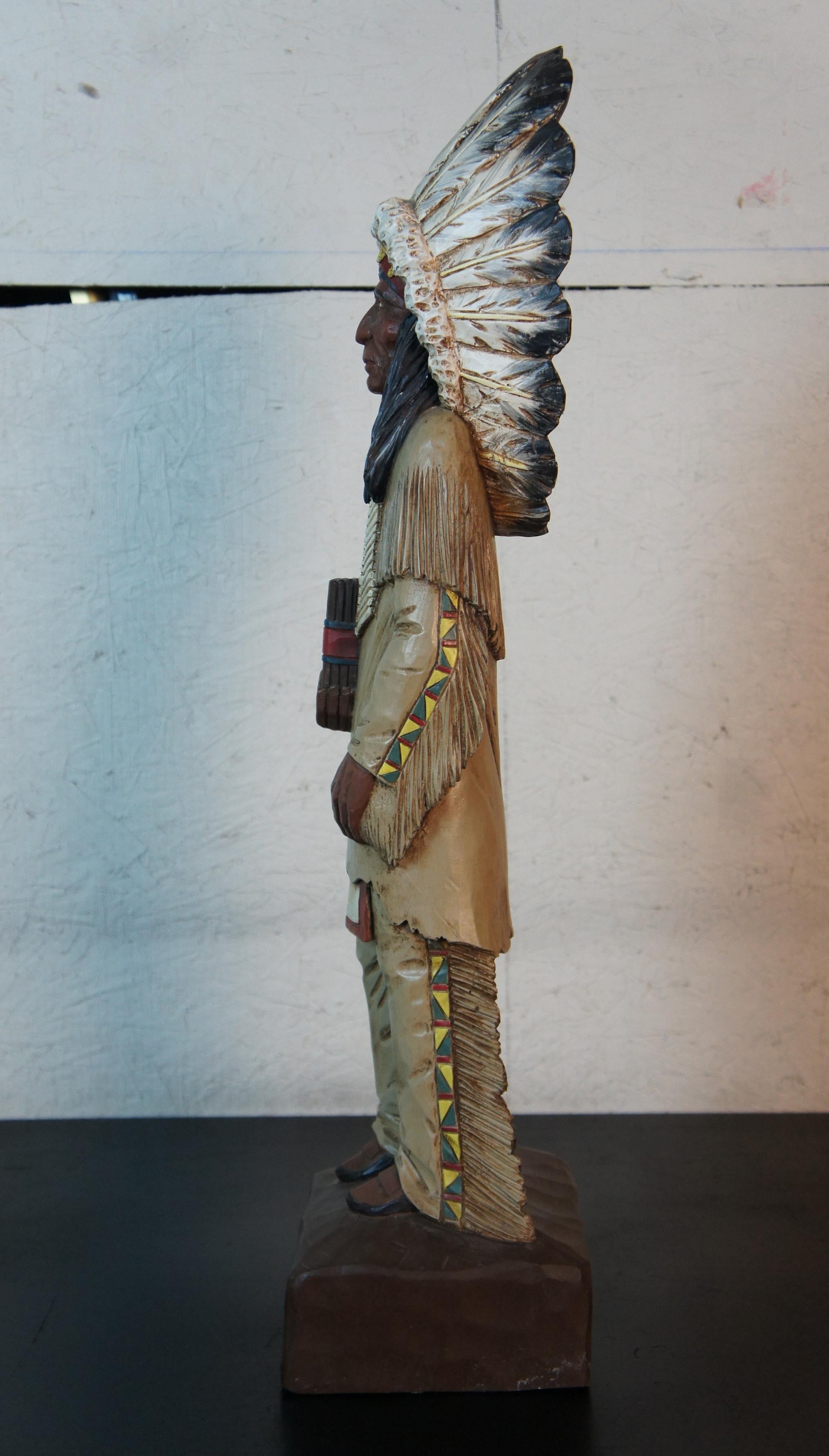 Composition 1988 Hand Carved Cigar Store Indian Chief Sculpture Statue Figurine Tobacco