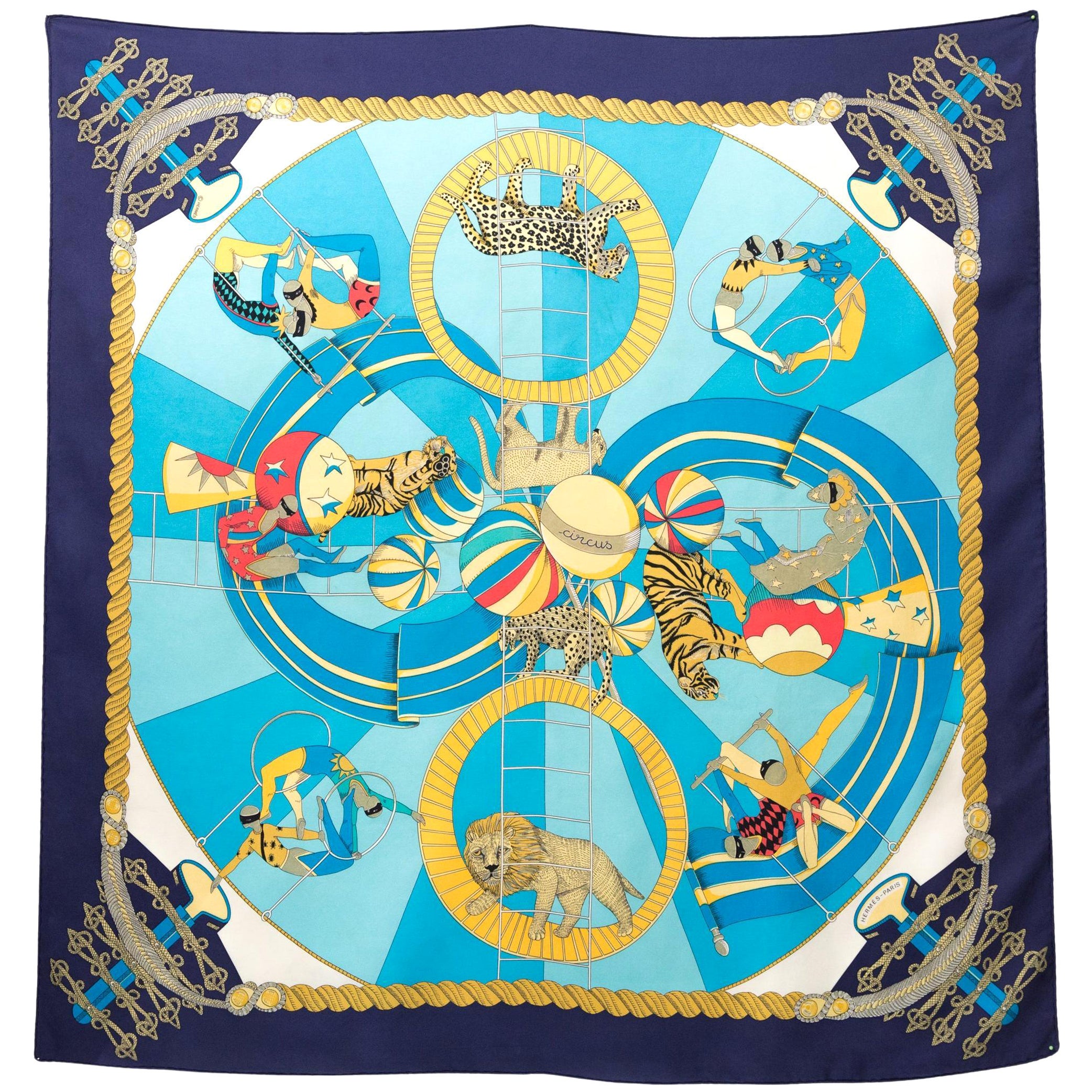 1988 Hermes Circus by Annie Faivre Silk Scarf
