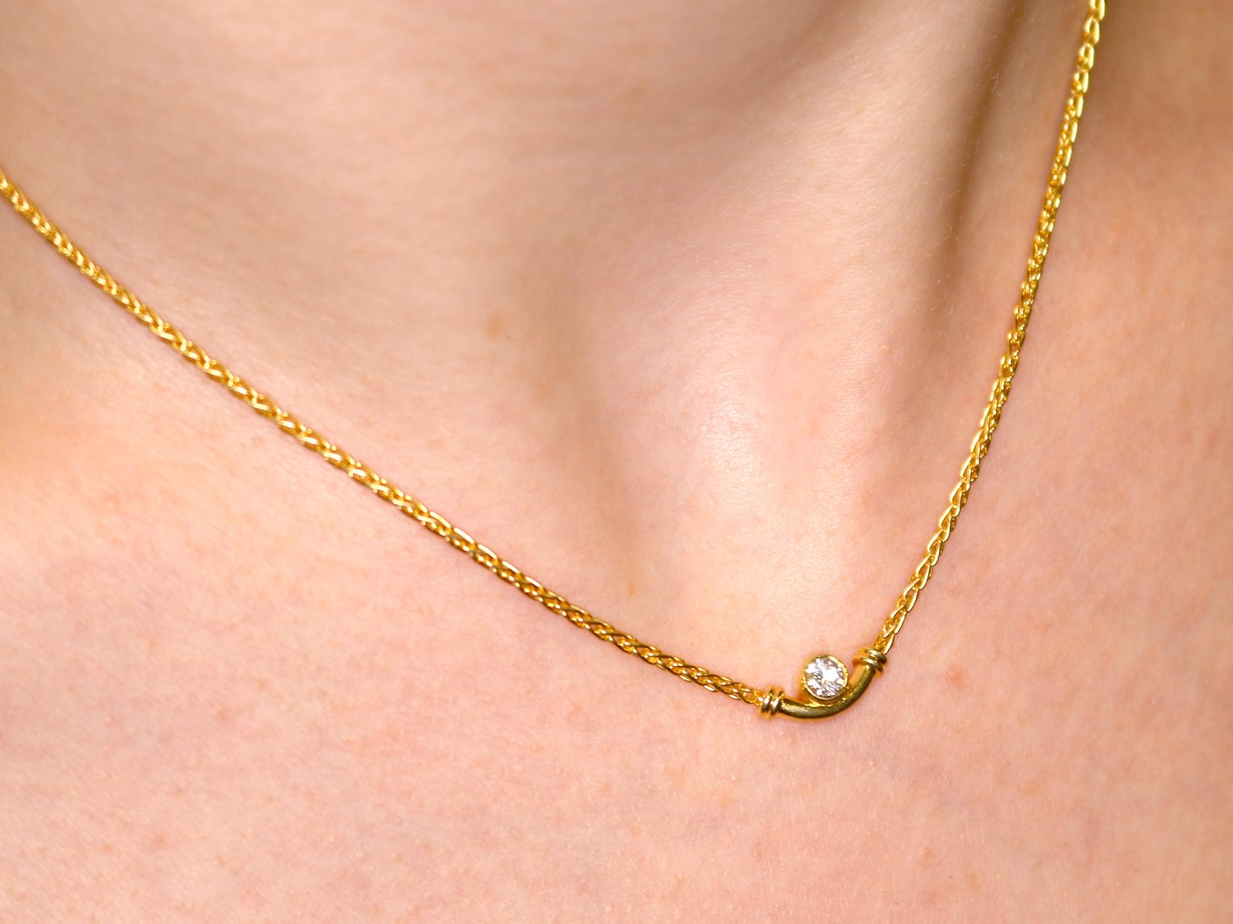 Women's or Men's 1988 Italian Diamond and Yellow Gold Necklace