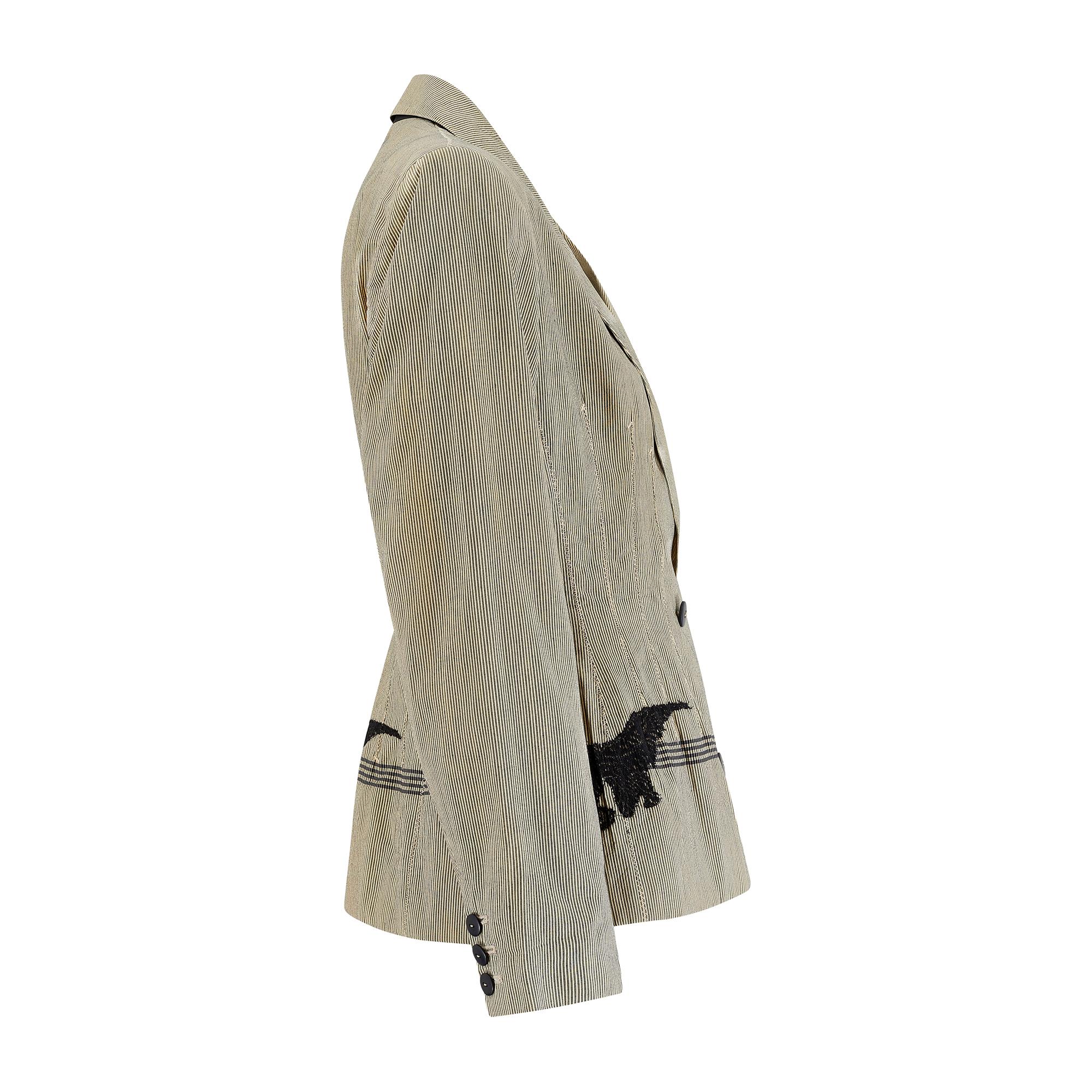This Jean Paul Gaultier jacket dates is from the ‘La Concierge Est Dans L'Escalier/The Modern Retros’ collection, Spring-Summer 1988 and we have included a recent editorial shot of the fabulous Dame Helen Mirren modeleling the full ensemble. It is